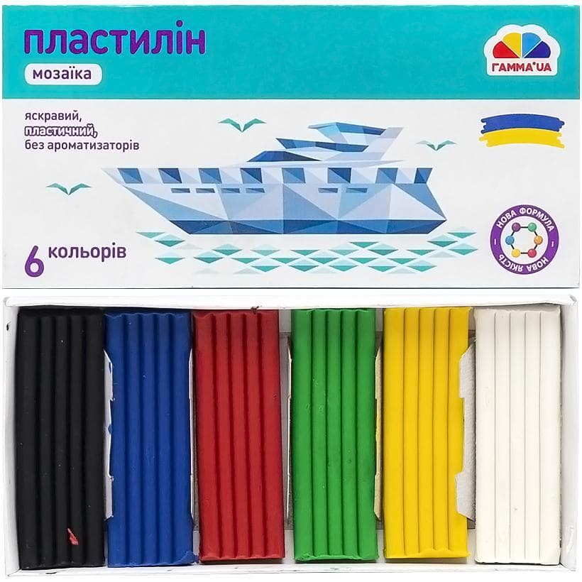 Пластилин "Мозаїка" 6 цветов, 72 г. "Гамма" 300306