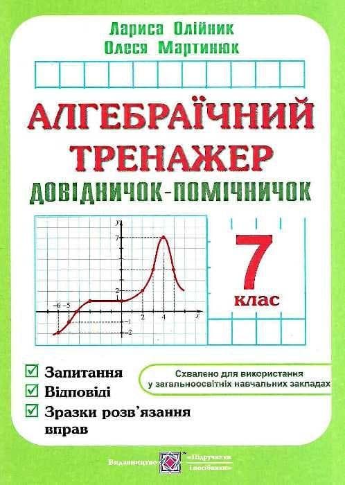 Навчальний посібник Алгебраїчний тренажер. Запитання, відповіді, зразки розв’язання вправ, 7 клас