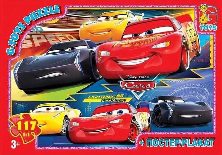 Дитячі пазли з серії "Тачки" на 117 елементів + постер | G-Toys (Z 10198)