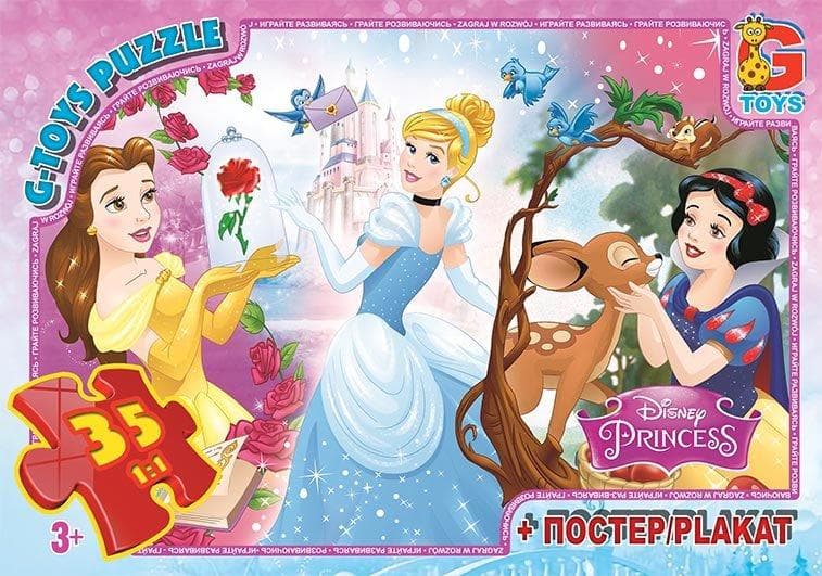 Дитячі пазли із серії "Принцеси Дісней" на 35 елементів + постер | G-Toys (PD83)