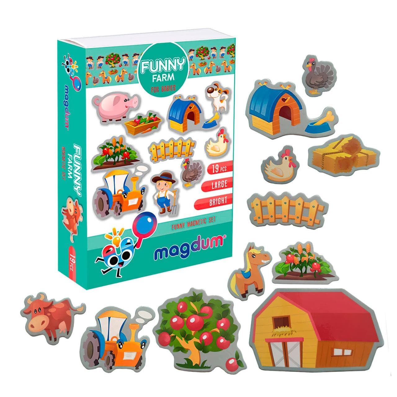 Набір магнітів для дітей Magdum "Funny Farm" (19 штук) ML4031-10 EN