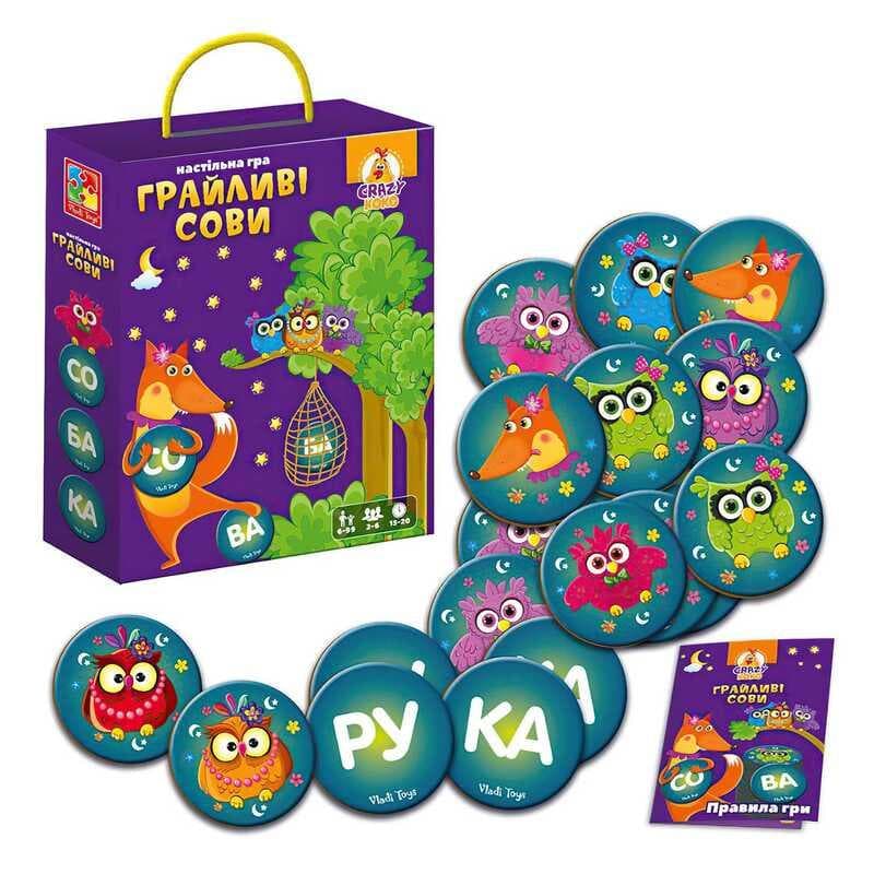 Дитяча настільна гра "Бачу слово! Грайливі сови" | Vladi Toys (8033-08)