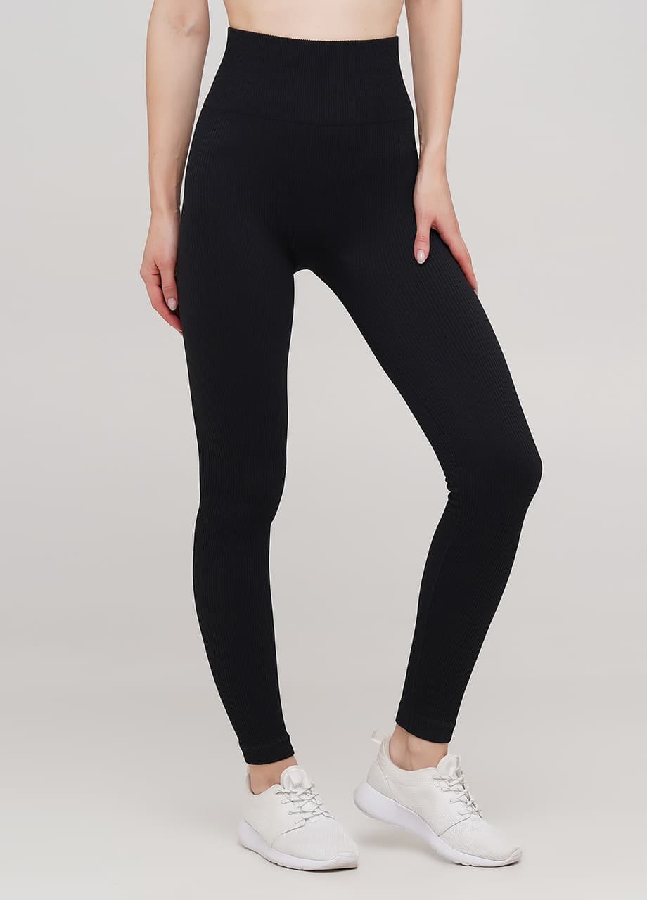 Легінси в рубчик з моделюючим швом ззаду LEGGINGS RIB (L/XL, чорний) GIULIA
