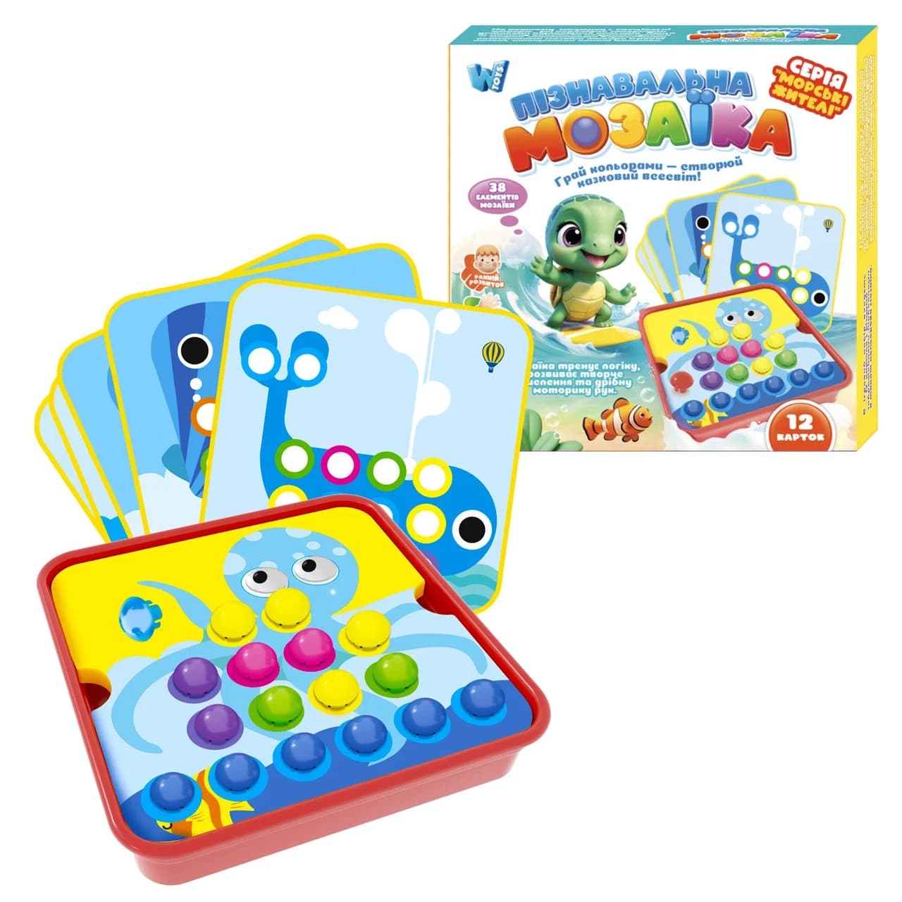 Пізнавальна мозаїка 13731 "WToys", 38 елементів, 12 карток із завданнями, в коробці