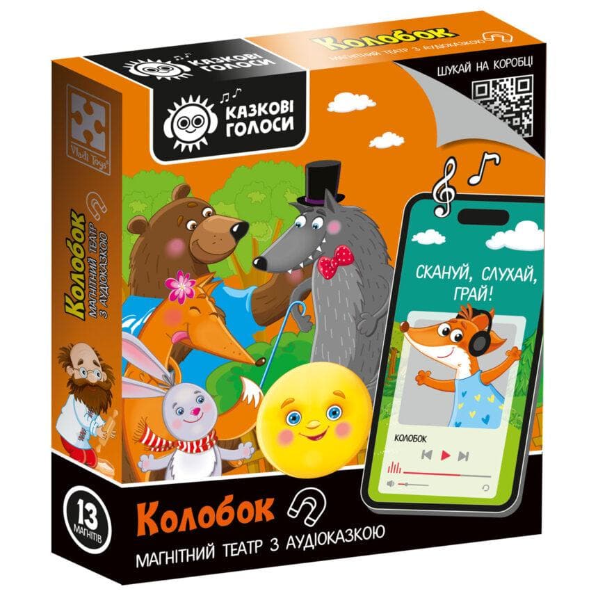 Гра розвиваюча Vladi Toys магнітний театр з аудіоказкою Казкові голоси “Колобок” VT3206-38