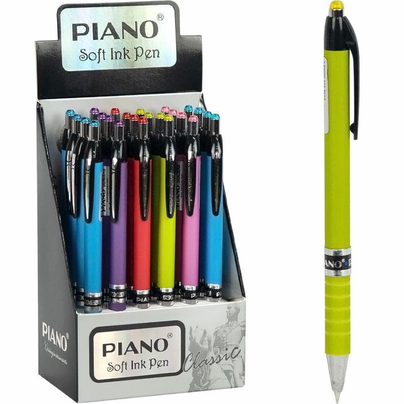 Ручка олійна PIANO кольоровий корпус, автоматична PB-165-С синя