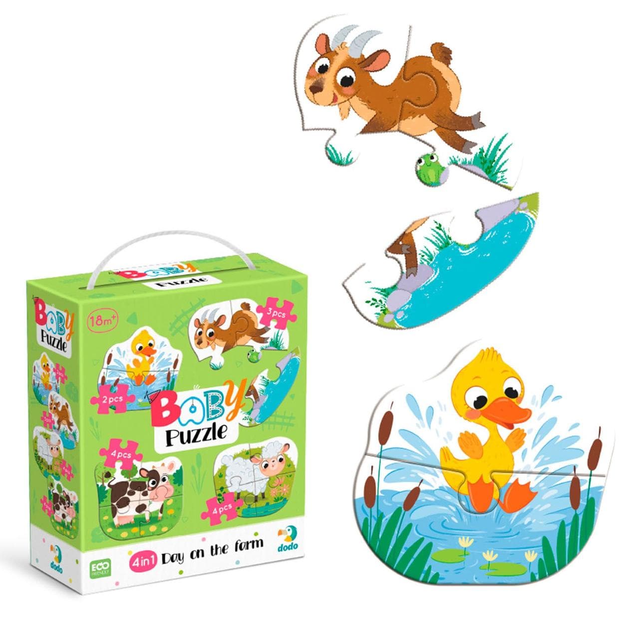 Гр Пазл 4 в 1 "Baby puzzle. День на фермі" 300687 (48) "DoDo", 4 картинки, в коробці