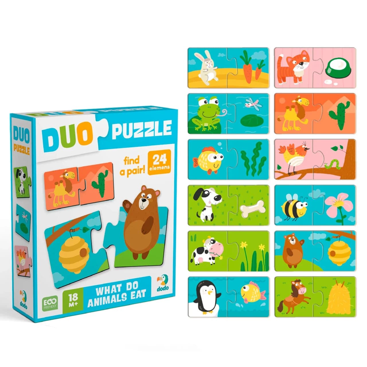 Пазл ДУО "Хто що їсть" 300691 "Dodo", 24 елементи, в коробці