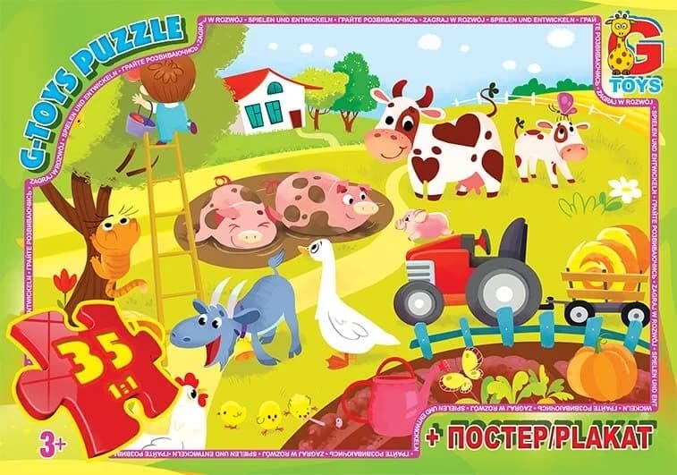 Пазли 35 елементів "G Toys" Вчимося із задоволенням: Життя на фермі" GF 05