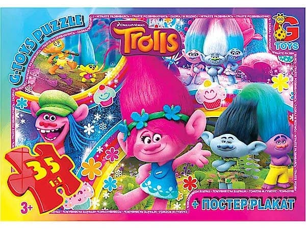 Пазли 35 елементів G Toys "Тролі" TR 0077 + постер