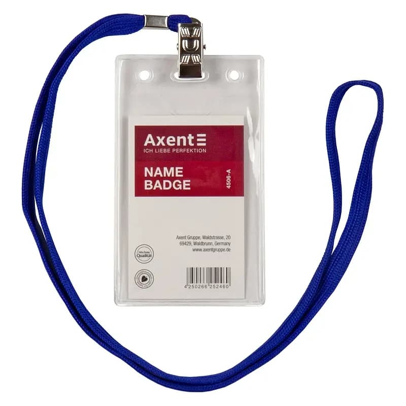 Бейдж на шнурку Axent вертикальний прозорий 4506 (55х87мм) (4506-A)