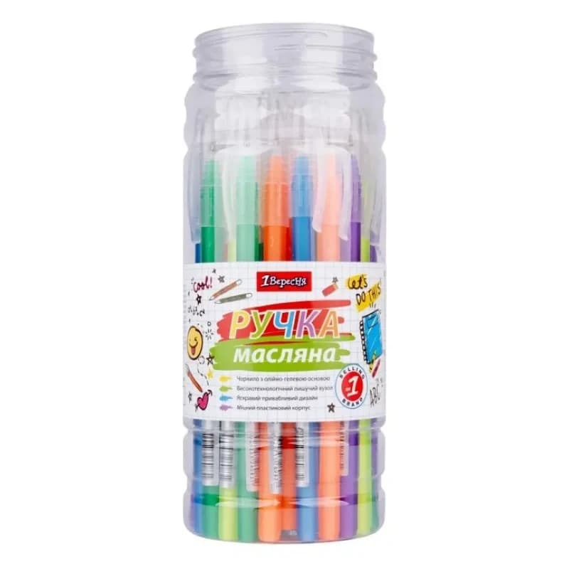 Ручка кулькова масляна 1вересня "candy" 0,6 мм, синя 411587