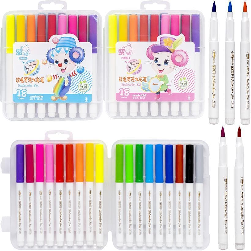 Набір маркерів-пензликів 18 кольорів "Water color pen" у пластиковому боксі 228-18