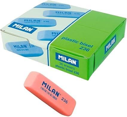 Гумка вінілова кольорова PLASTICO BISEL, 56*19*9мм, CPM236, MILAN